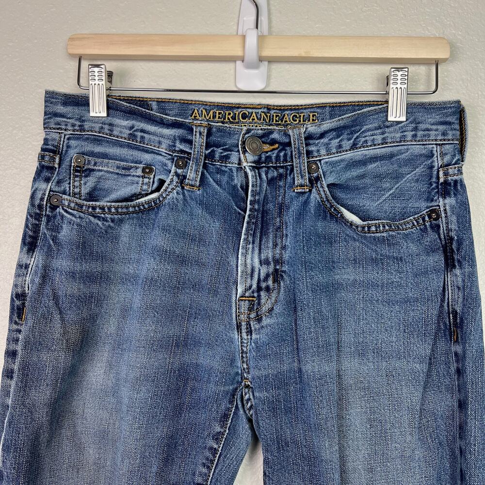 American Eagle Men's Original Straight Size 29 Distressed Denim Jeans - Picture 3 of 13